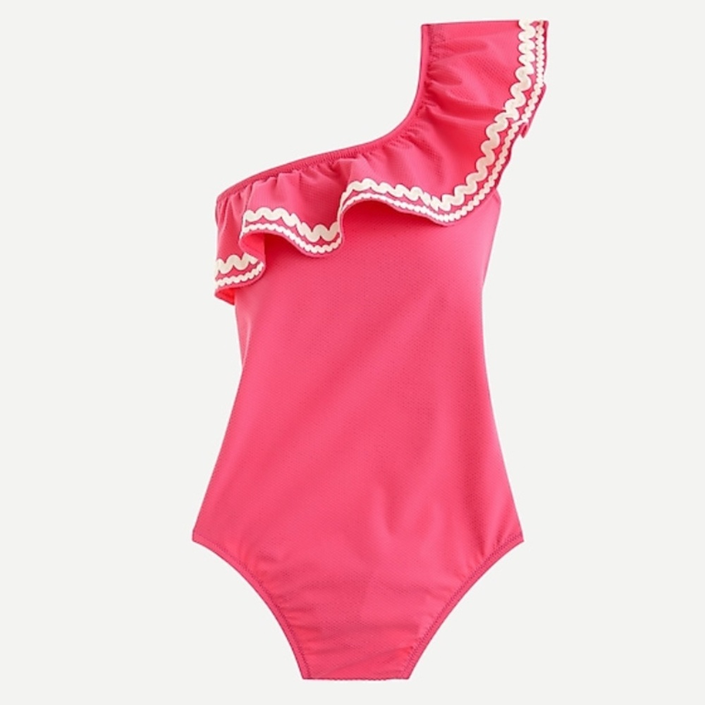 J Crew One-Shoulder Ruffle One-Piece Swimsuit